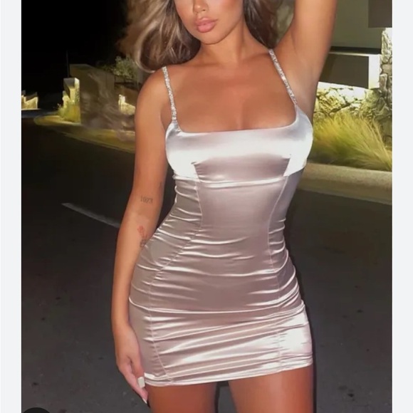 Babyboo Satin Mini Dress in nude - Picture 1 of 5